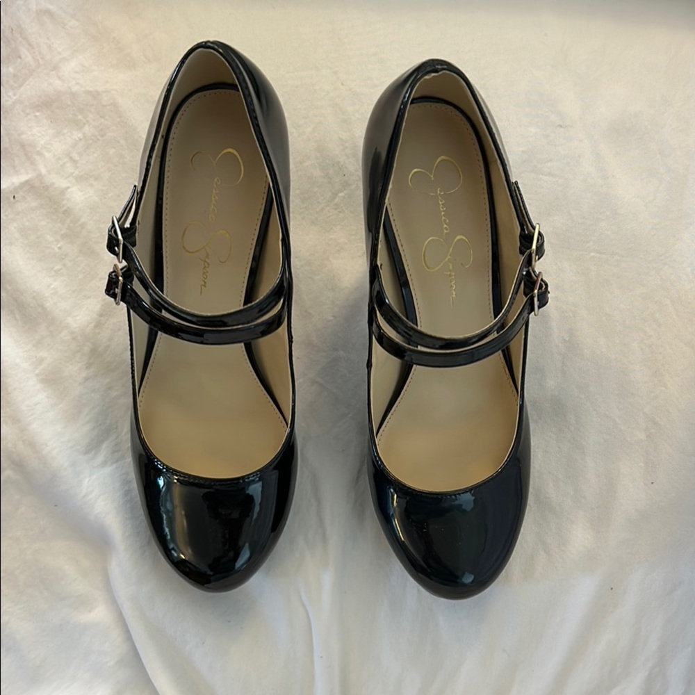 Jessica Simpson Black Patent Mary Jane Heels